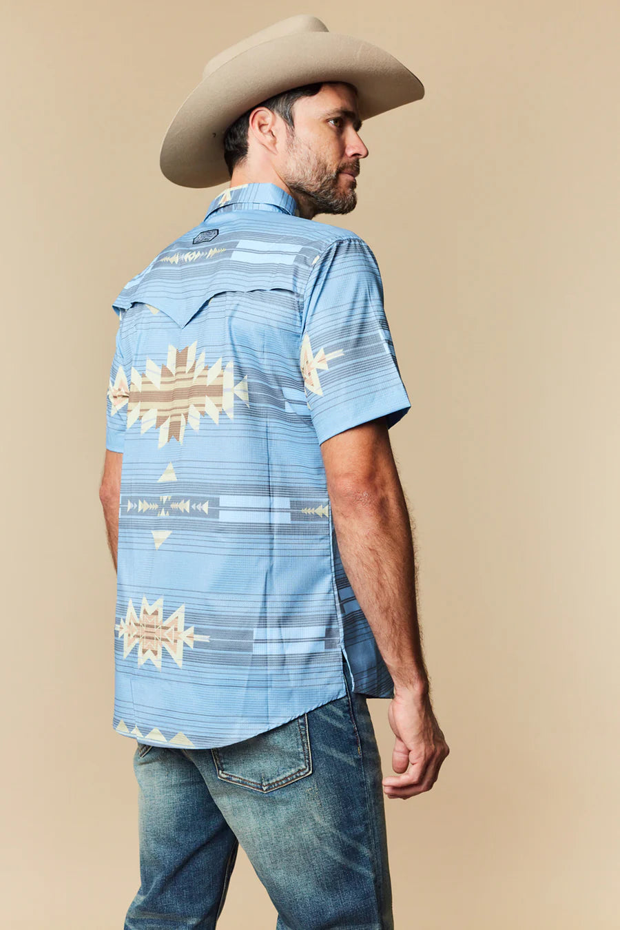 Camisa de manga corta para hombre Western Blue - Wild Venture Prints - WL-015