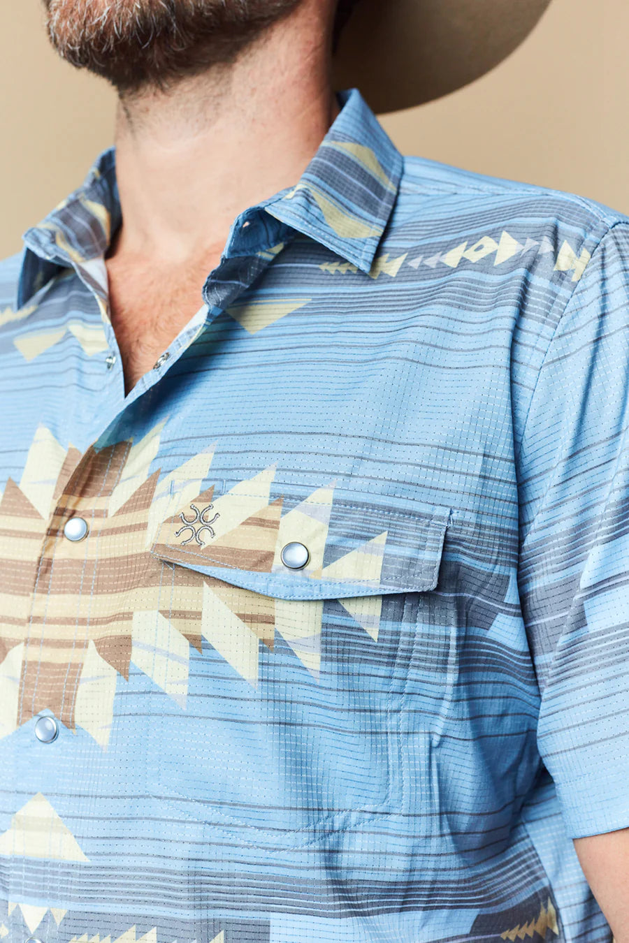 Camisa de manga corta para hombre Western Blue - Wild Venture Prints - WL-015