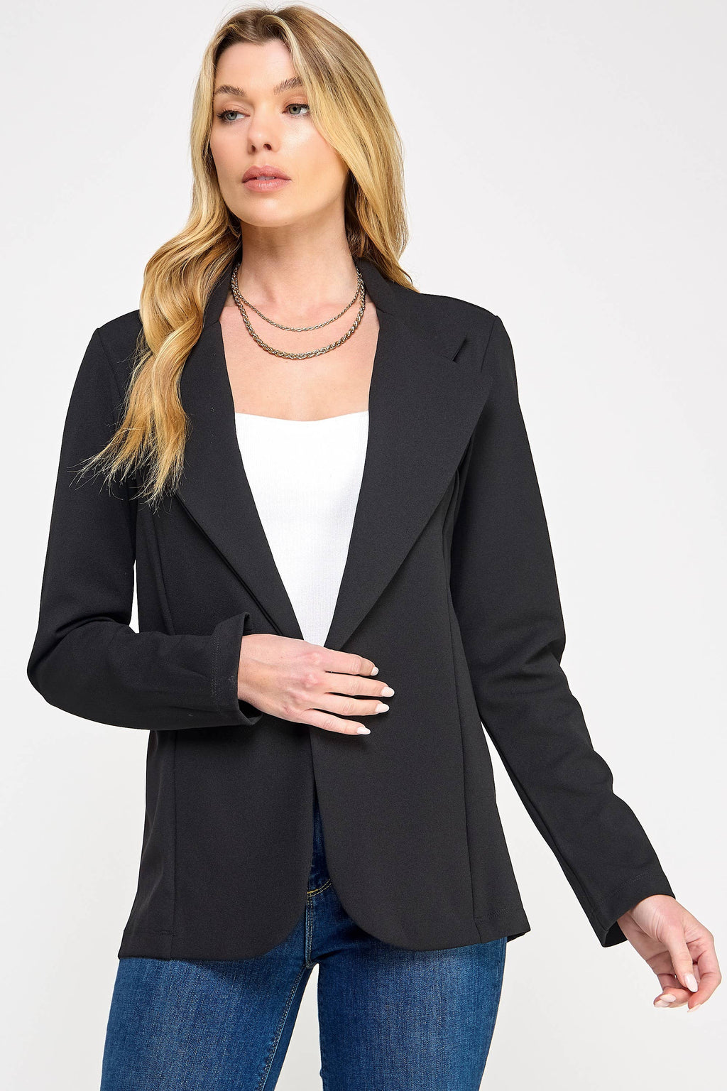 Women's Scuba Crepe Knit Blazer No Pocket - MJ6138A