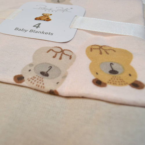 100% Cotton Rene Rofe 4-Pack Flannel Receiving Baby Blankets
