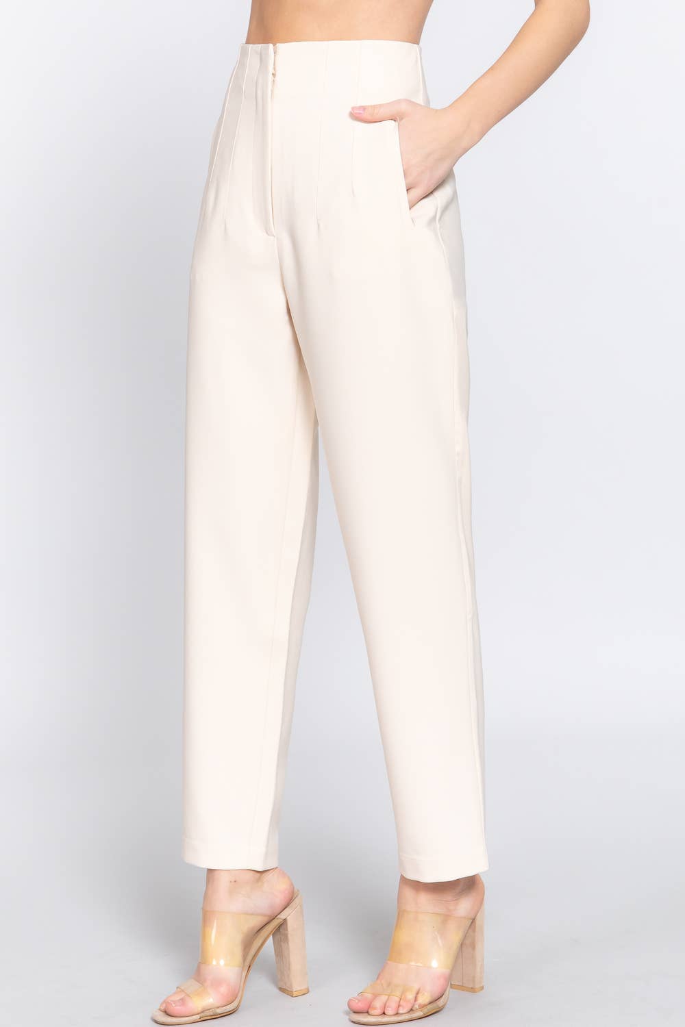 Active USA - Pantalón Largo de Cintura Alta con Pliegues - P13839