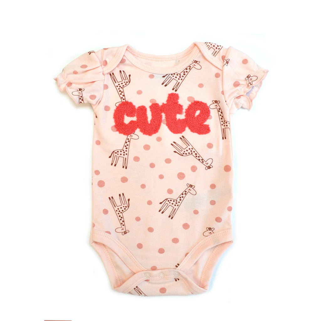 Conjunto de 3 piezas de body, calcetines y pantalones de chenilla con apliques para bebé - B148J201