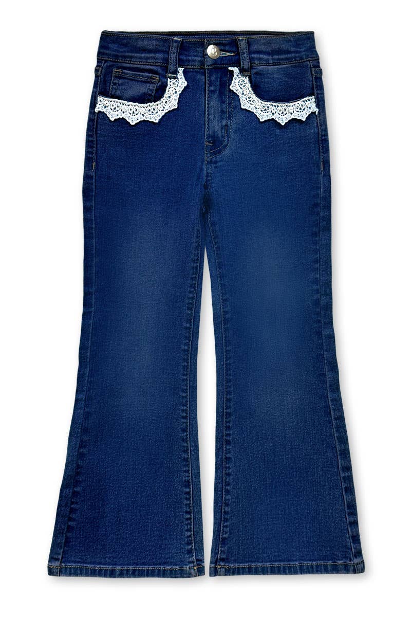 Girl's Flare Leg Denim Jean with Crochet 7-14 - GDP-M26-89477B