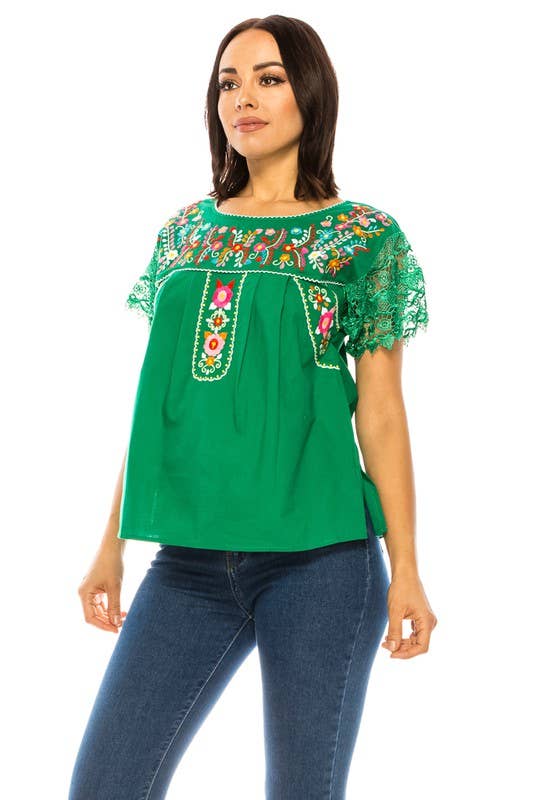 Adult Women's Puebla Traditional Embroidered Blouse - MT802