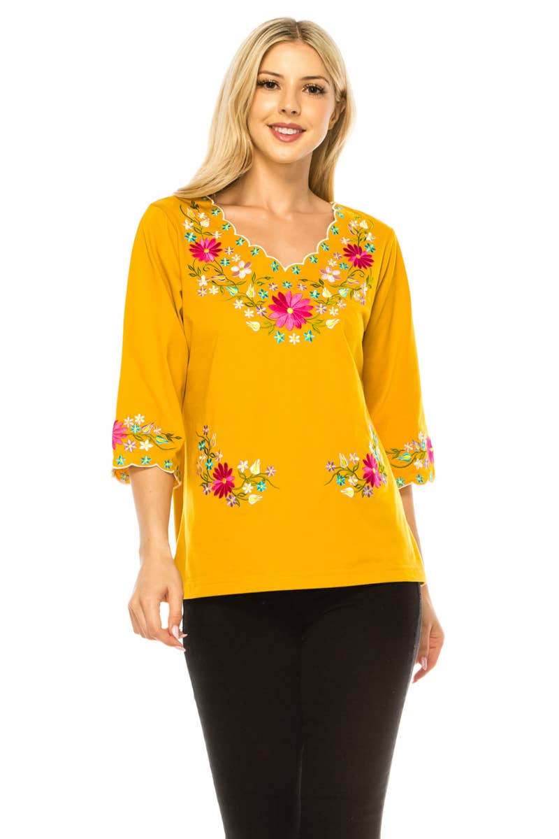 Adult Women's Traditional Embroidered 3 Quarter Sleeve - MT804