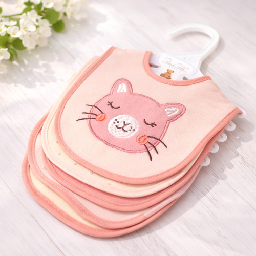 5 Pack Soft Cotton Poly Embroidered Baby Bibs