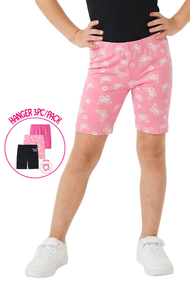 Girl's Biker Short Set (Hanger 3pc/Pack) - GLS-Y26-89525BB