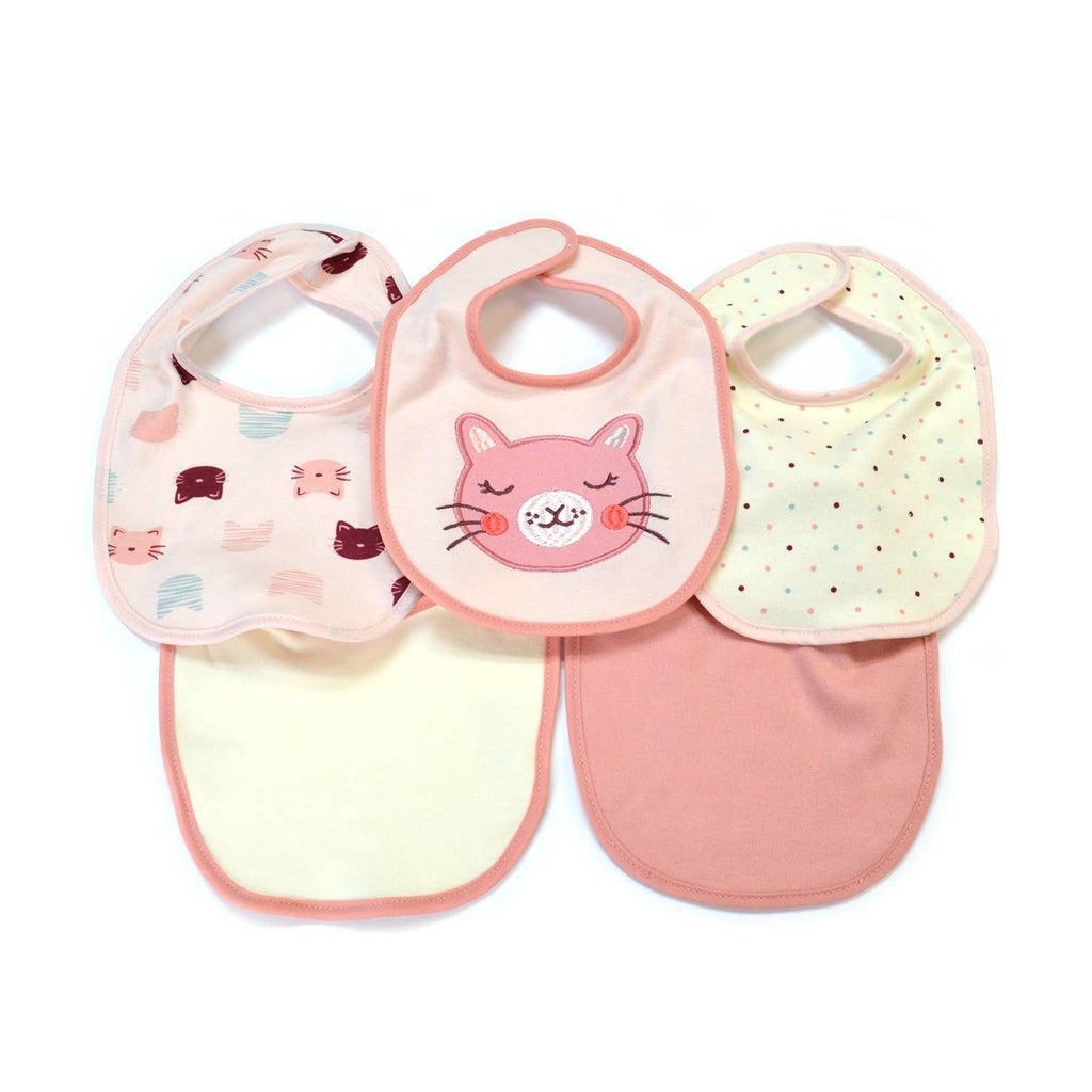 5 Pack Soft Cotton Poly Embroidered Baby Bibs