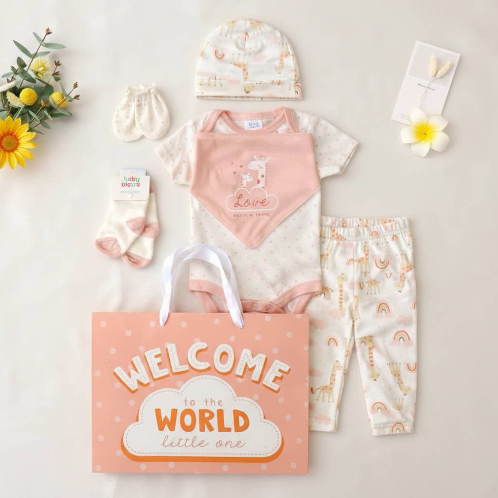 8 Pcs Hanging Baby Gift Set Bodysuit Leggings Bib Mitten Cap