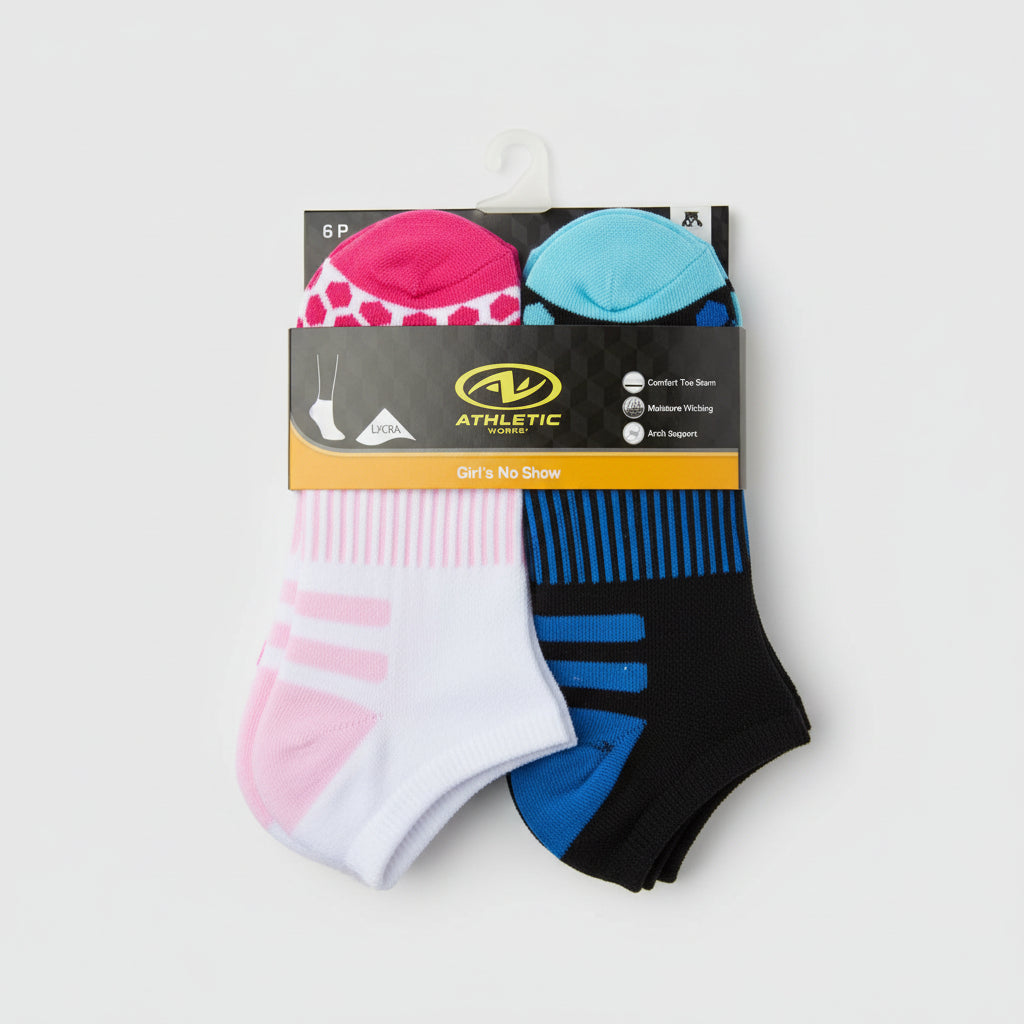 Athletic Works - Calcetines Invisibles de 6 Unidades para Niñas - WM2071