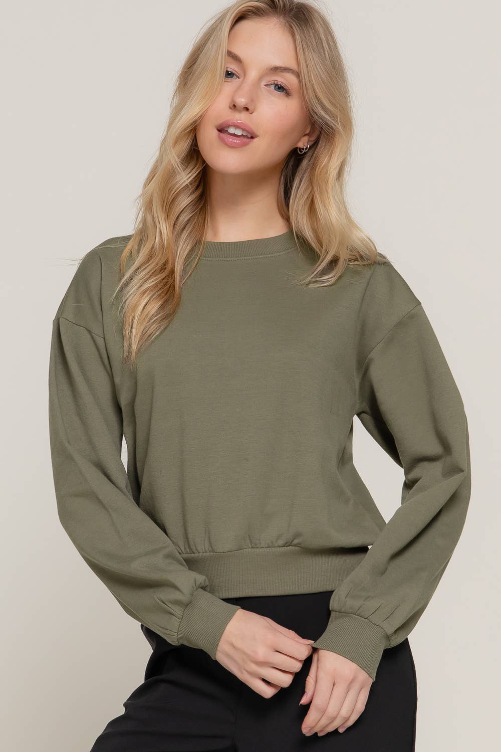 Active USA - Women's Long Sleeve Round Neck Crop SweatShirt - T13736