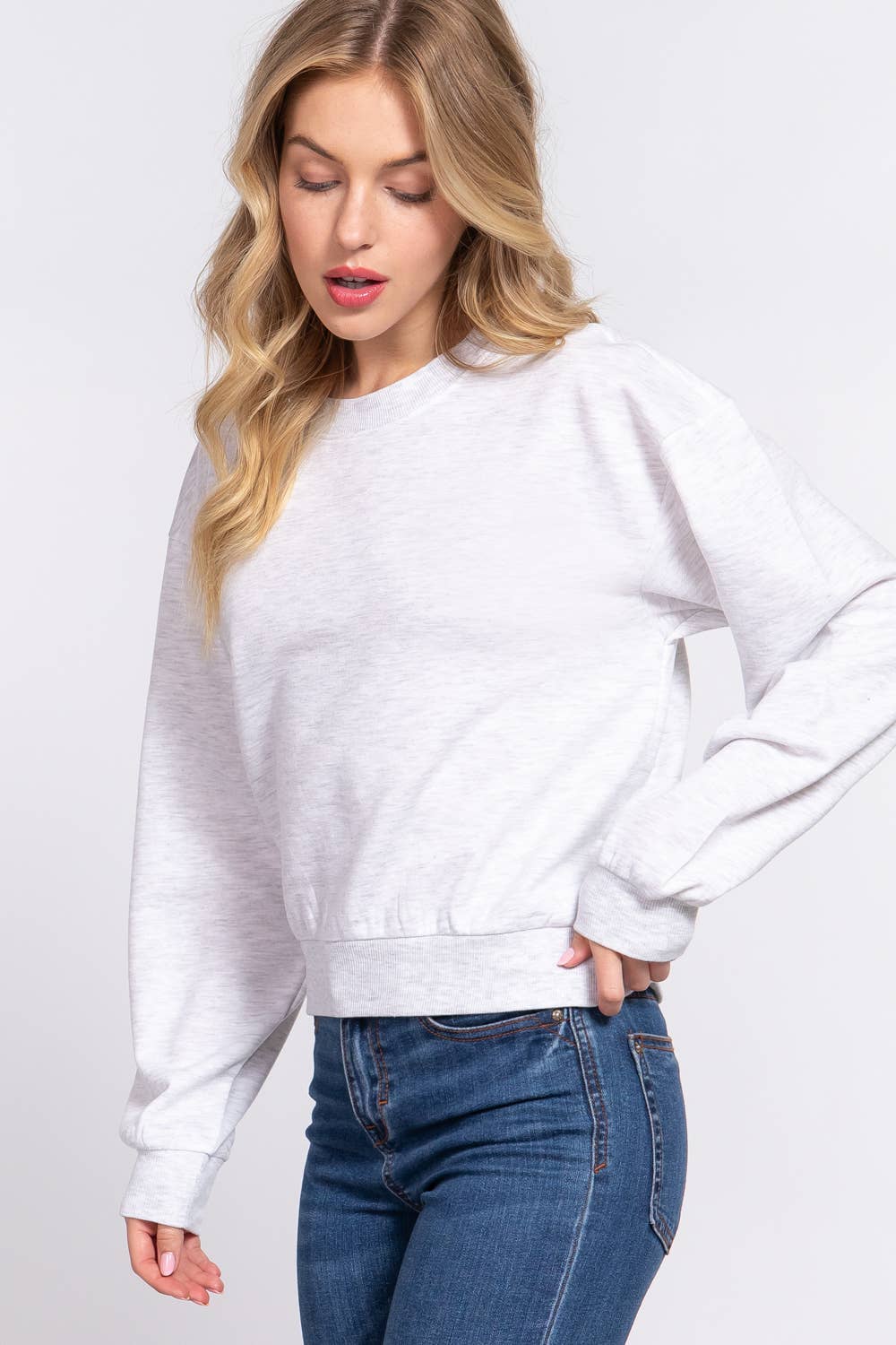 Active USA - Women's Long Sleeve Round Neck Crop SweatShirt - T13736