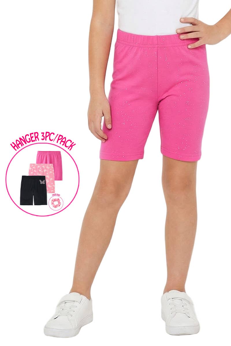 Girl's Biker Short Set (Hanger 3pc/Pack) - GLS-Y26-89525BB