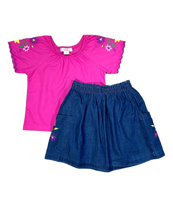 Unik - Conjunto de Falda Bordada para Niñas - SK2294