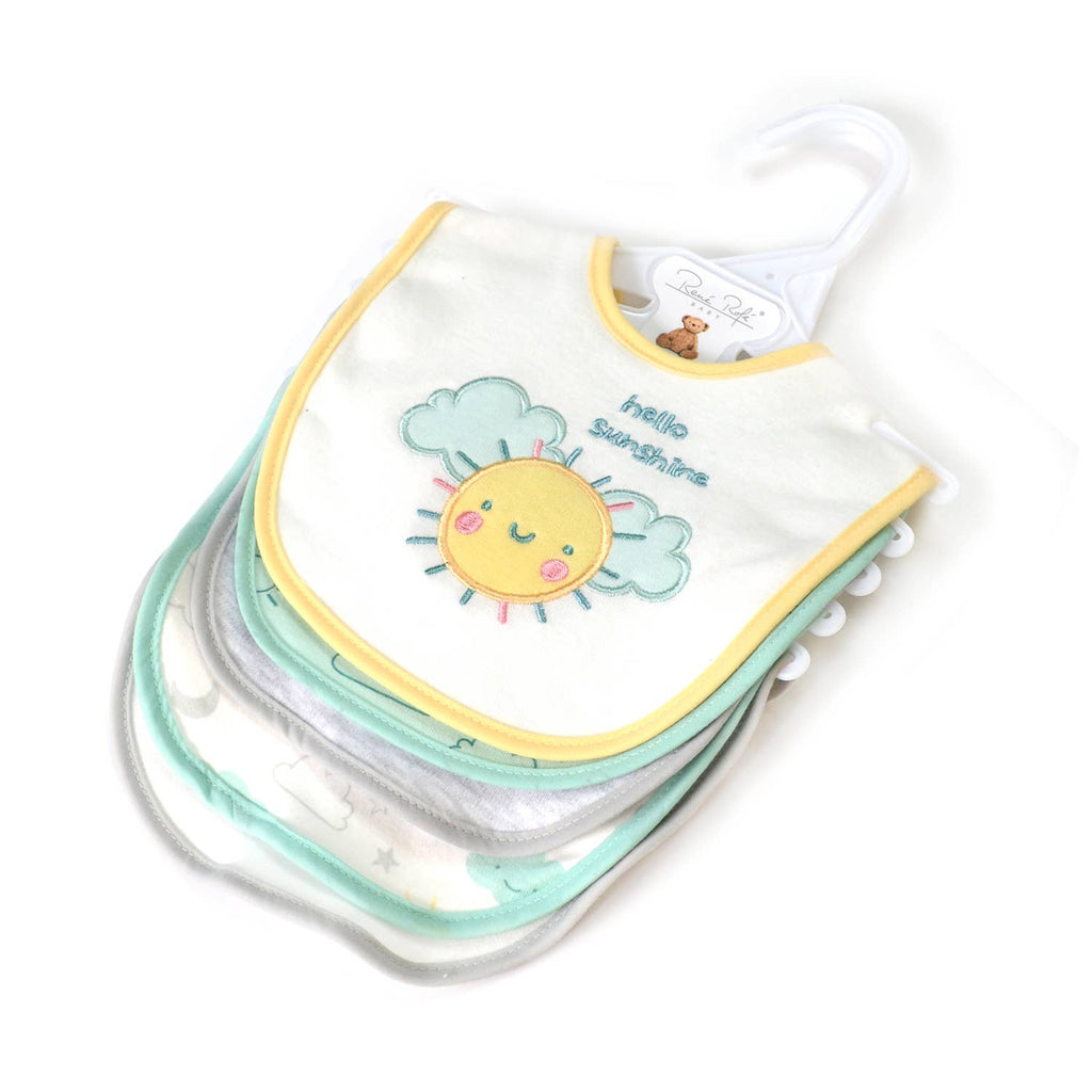 5 Pack Soft Cotton Poly Embroidered Baby Bibs