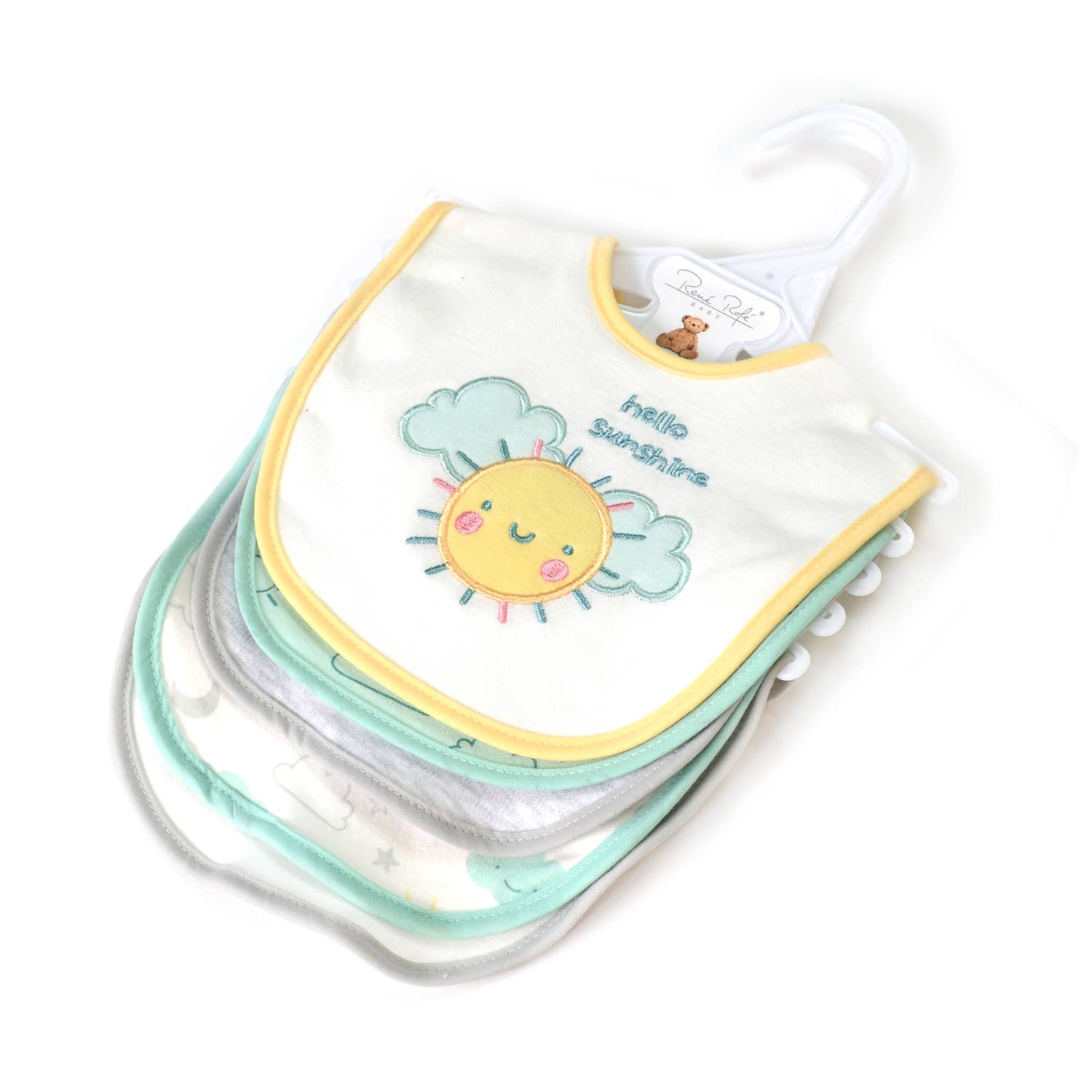 5 Pack Soft Cotton Poly Embroidered Baby Bibs
