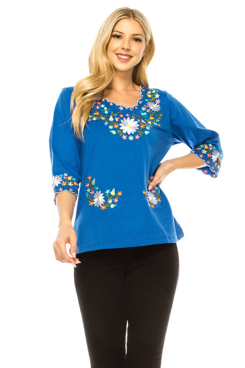 Adult Women's Traditional Embroidered 3 Quarter Sleeve - MT804
