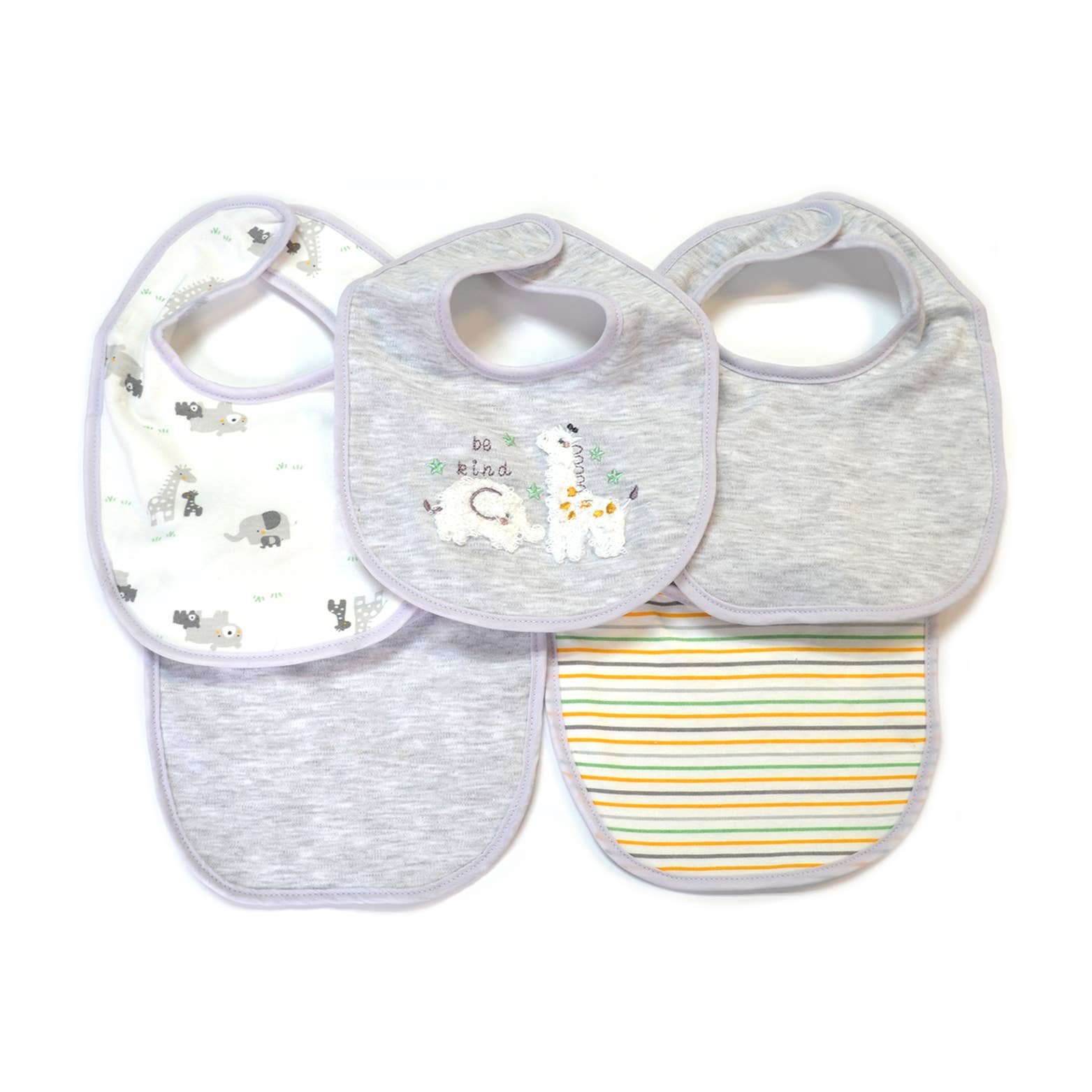 5 Pack Soft Cotton Poly Embroidered Baby Bibs