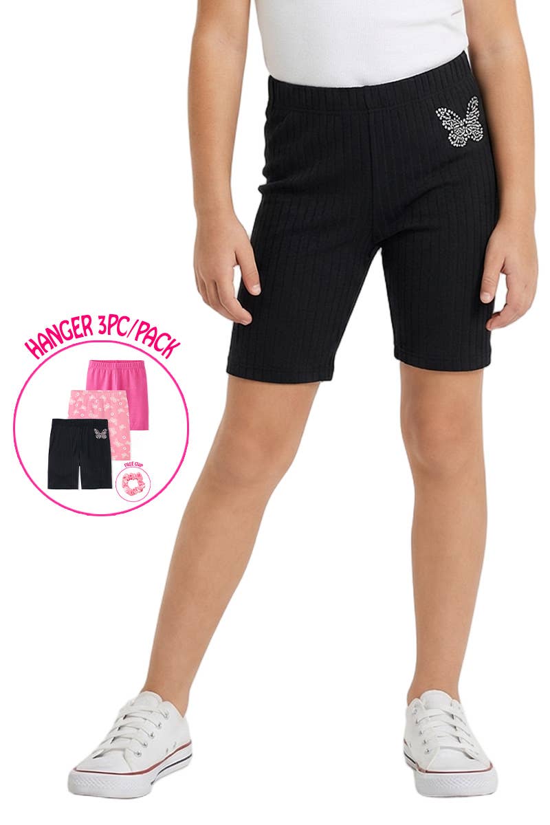 Girl's Biker Short Set (Hanger 3pc/Pack) - GLS-Y26-89525BB