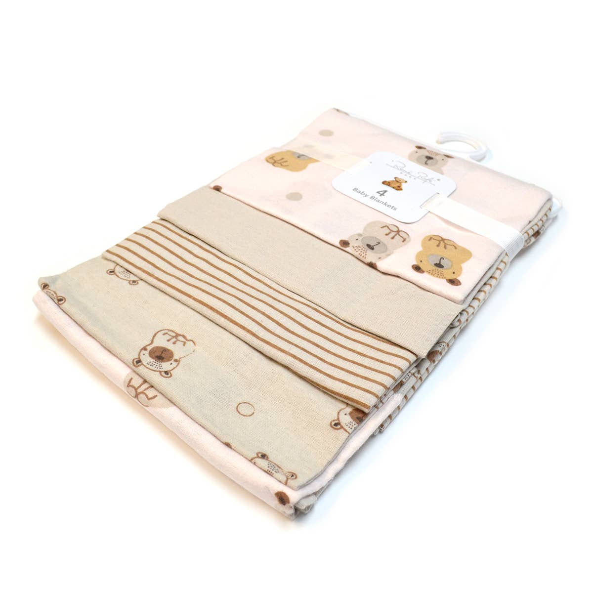 100% Cotton Rene Rofe 4-Pack Flannel Receiving Baby Blankets