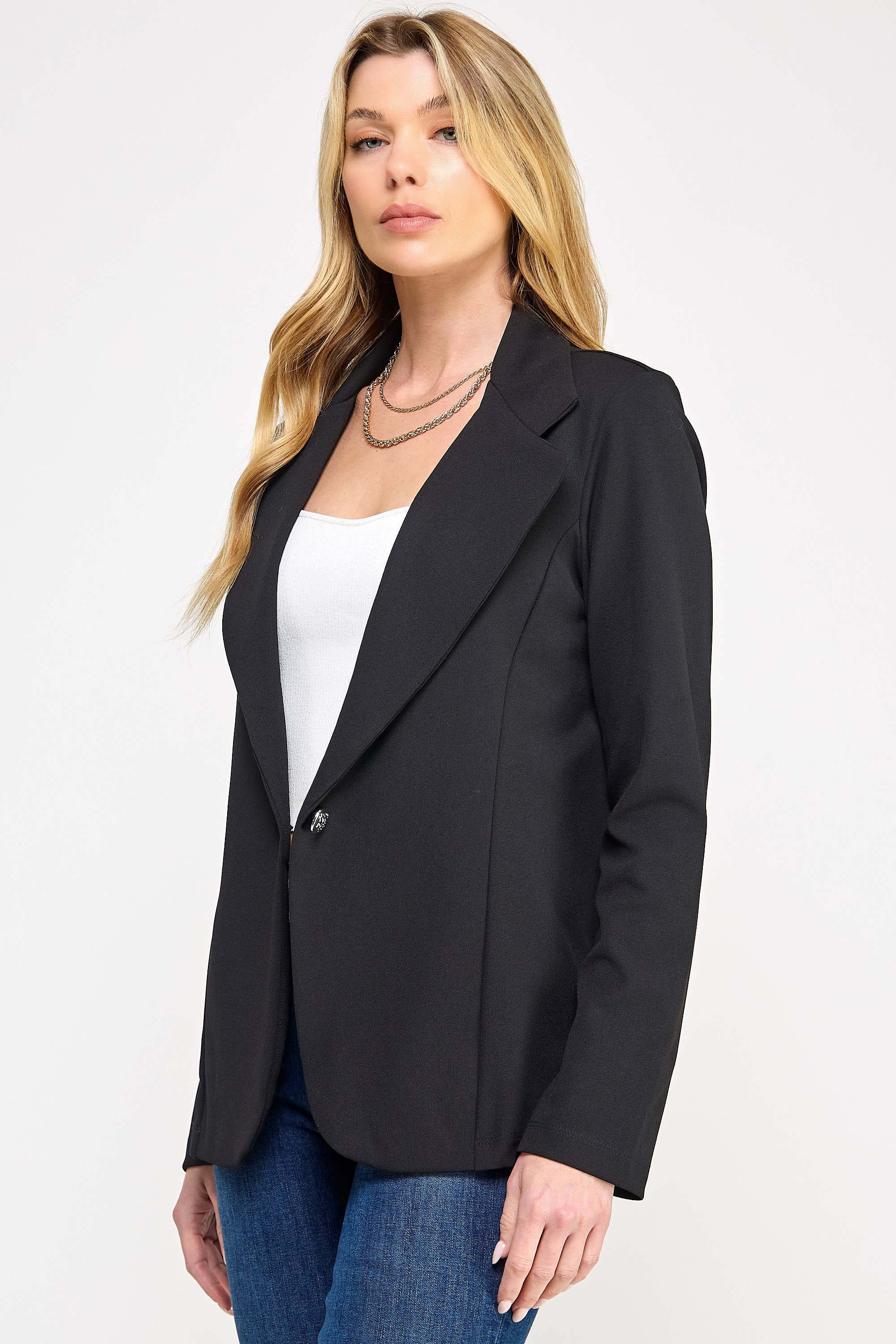 Women's Scuba Crepe Knit Blazer No Pocket - MJ6138A