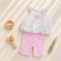 Conjunto de 2 piezas para bebé de blusa y leggings de gasa con estampado floral - B047G206