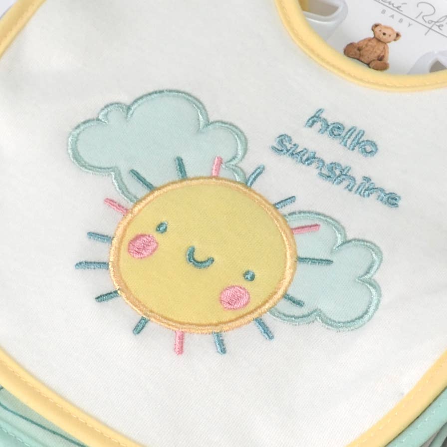 5 Pack Soft Cotton Poly Embroidered Baby Bibs