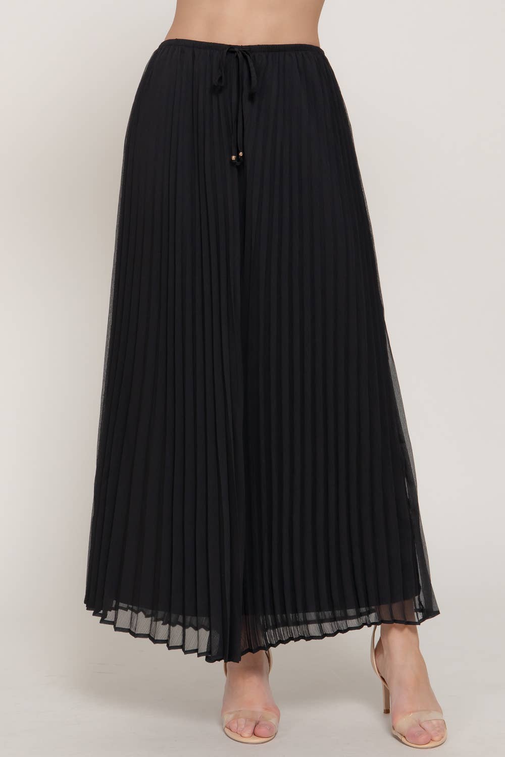 Active USA - Falda larga de gasa con detalle plisado para mujer - S15058