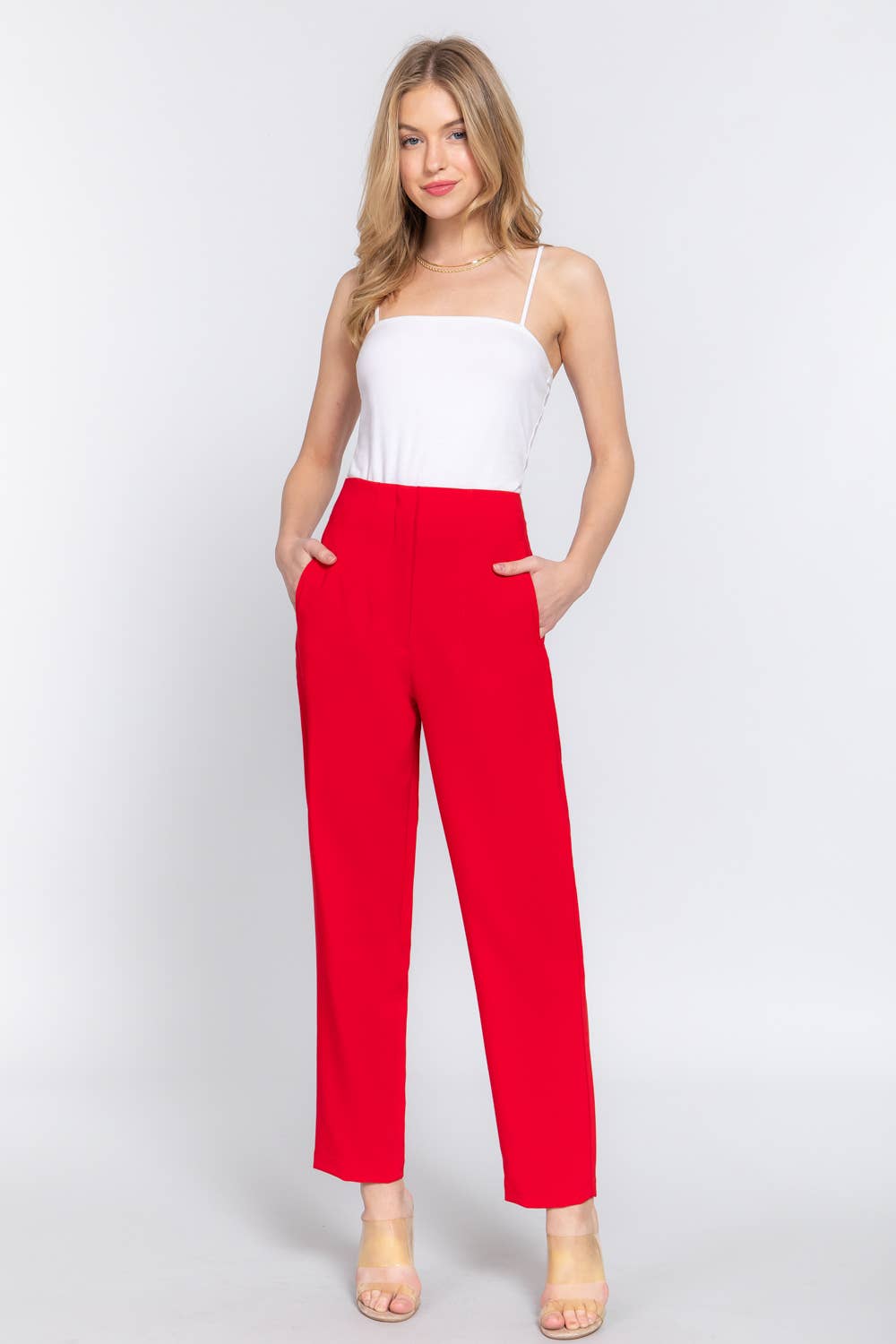 Active USA - High Waist Pintuck Detail Long Pants - P13839