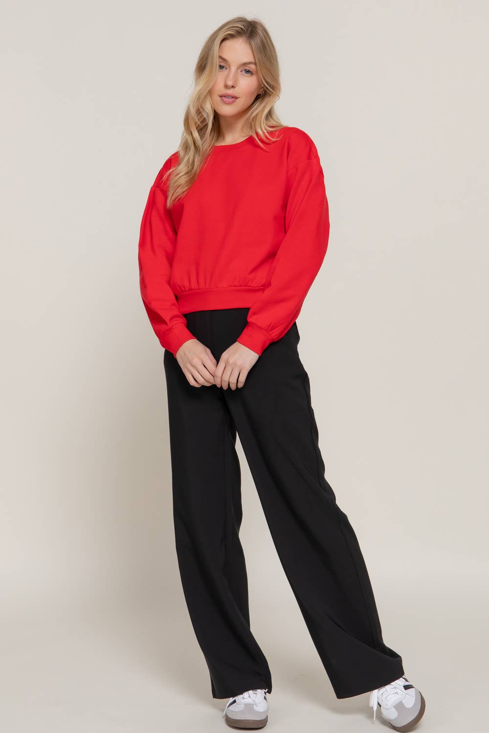 Active USA - Women's Long Sleeve Round Neck Crop SweatShirt - T13736