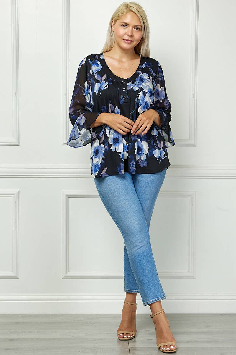 Winslow Collection - Blusa plisada Bloom Grace para mujer [Tallas grandes] - G537701M55X