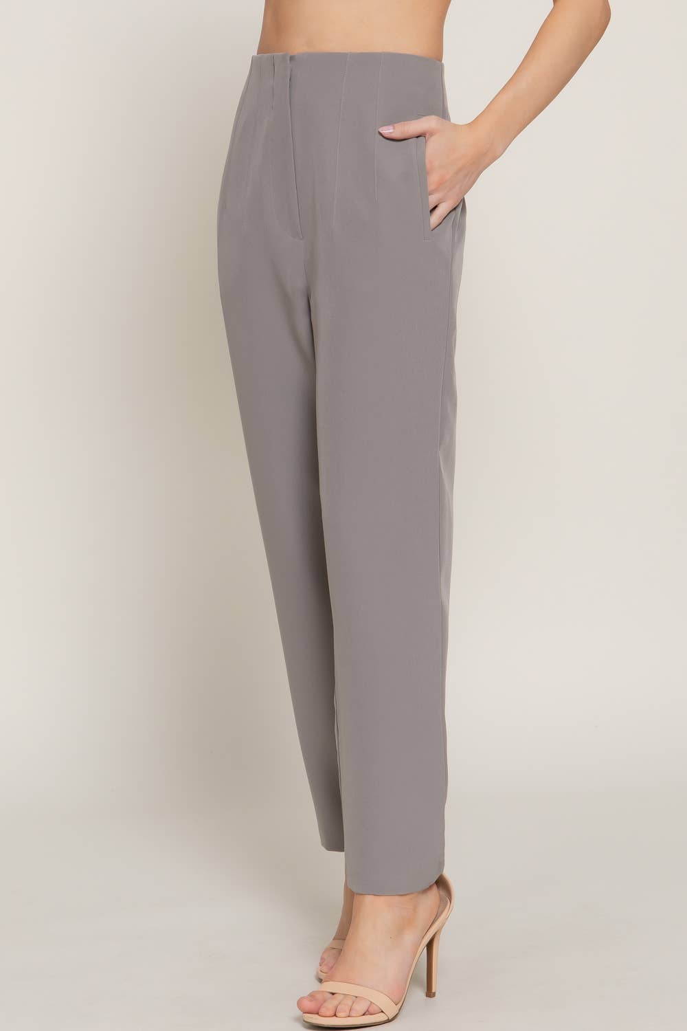 Active USA - Pantalón Largo de Cintura Alta con Pliegues - P13839