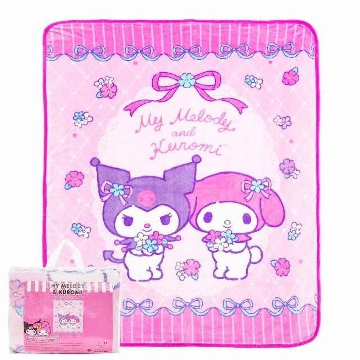 Twin Raschel Blanket 60"X80" My Melody & Kuromi