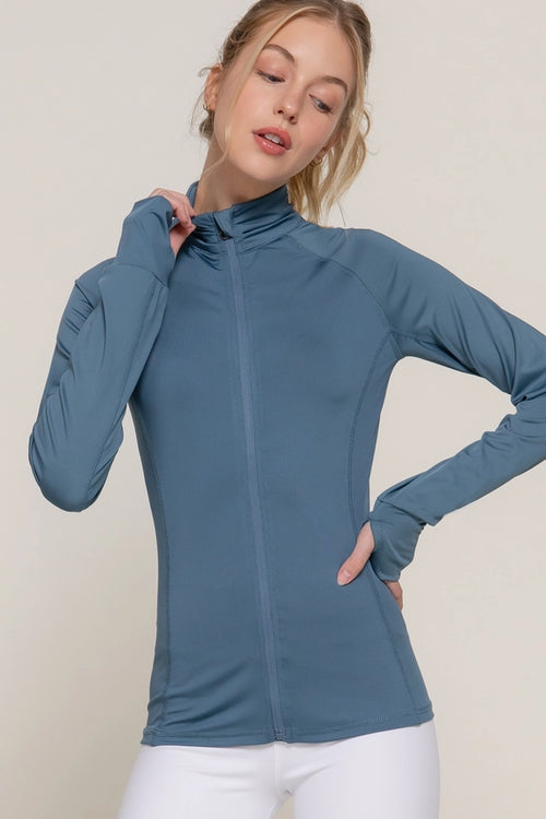 Active USA - Women's Solid Workout Track Jacket - J1225