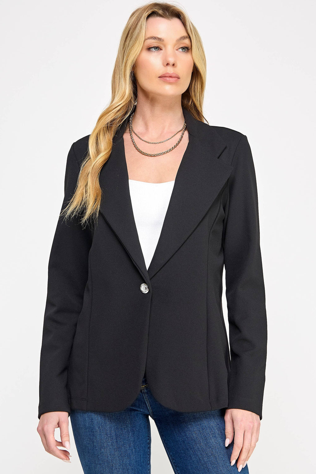 Women's Scuba Crepe Knit Blazer No Pocket - MJ6138A