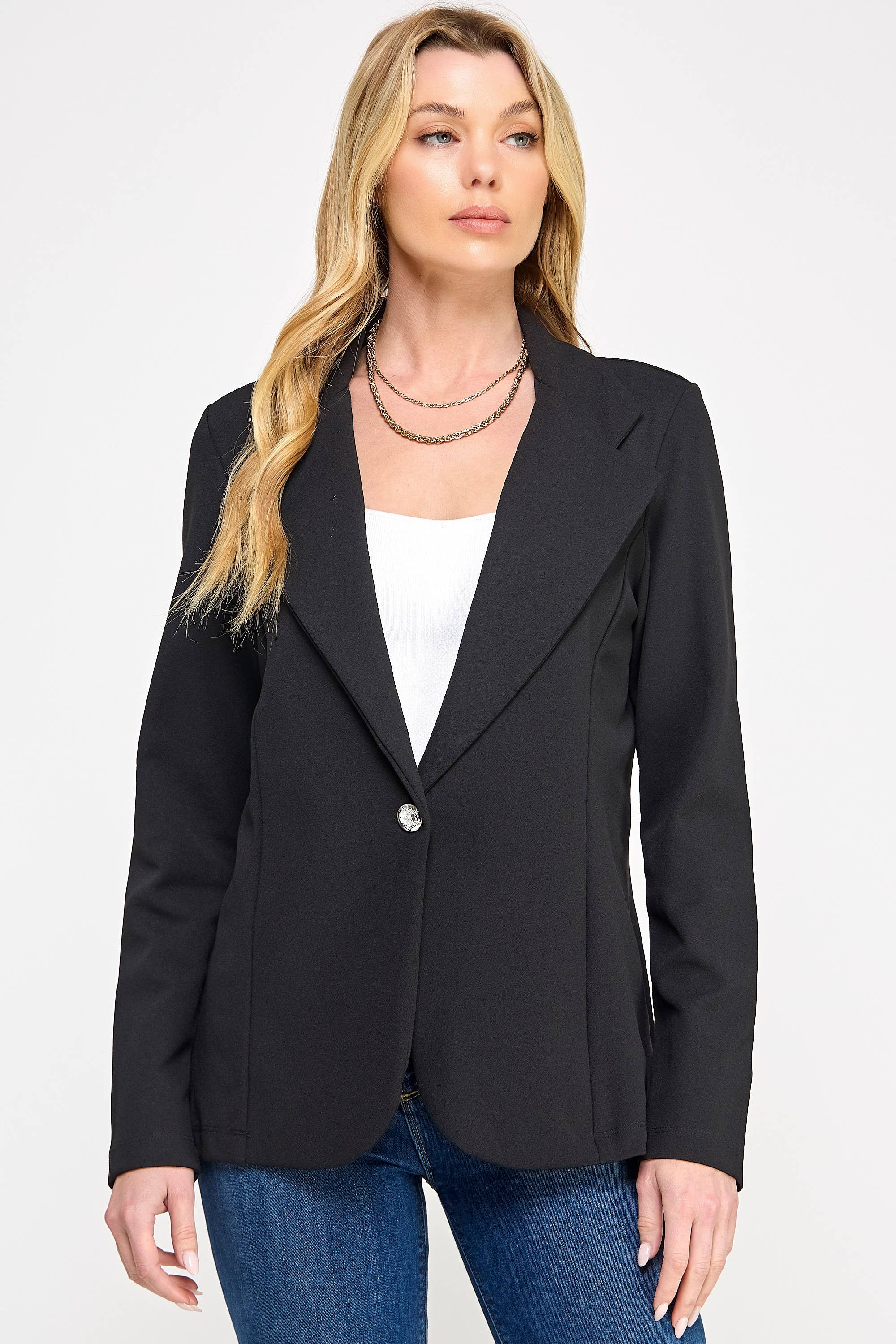 Women's Scuba Crepe Knit Blazer No Pocket - MJ6138A