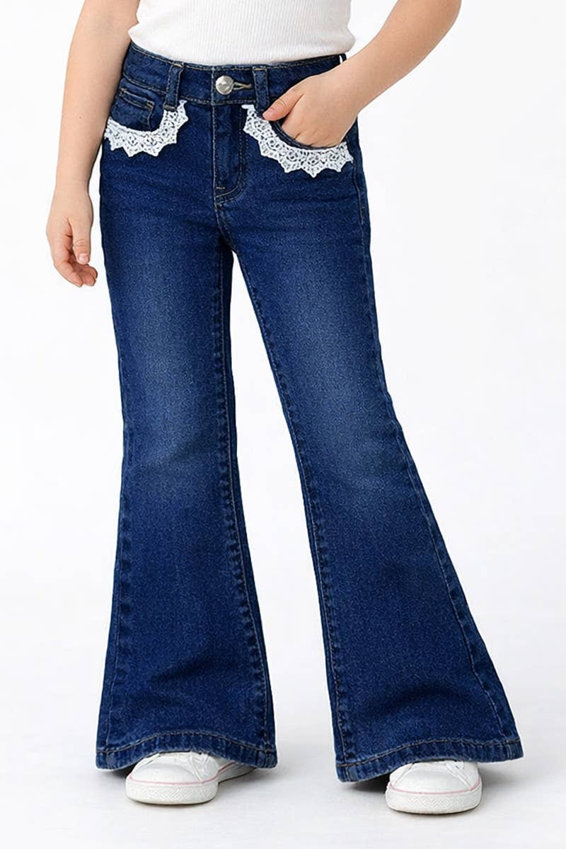 Girl's Flare Leg Denim Jean with Crochet 7-14 - GDP-M26-89477B