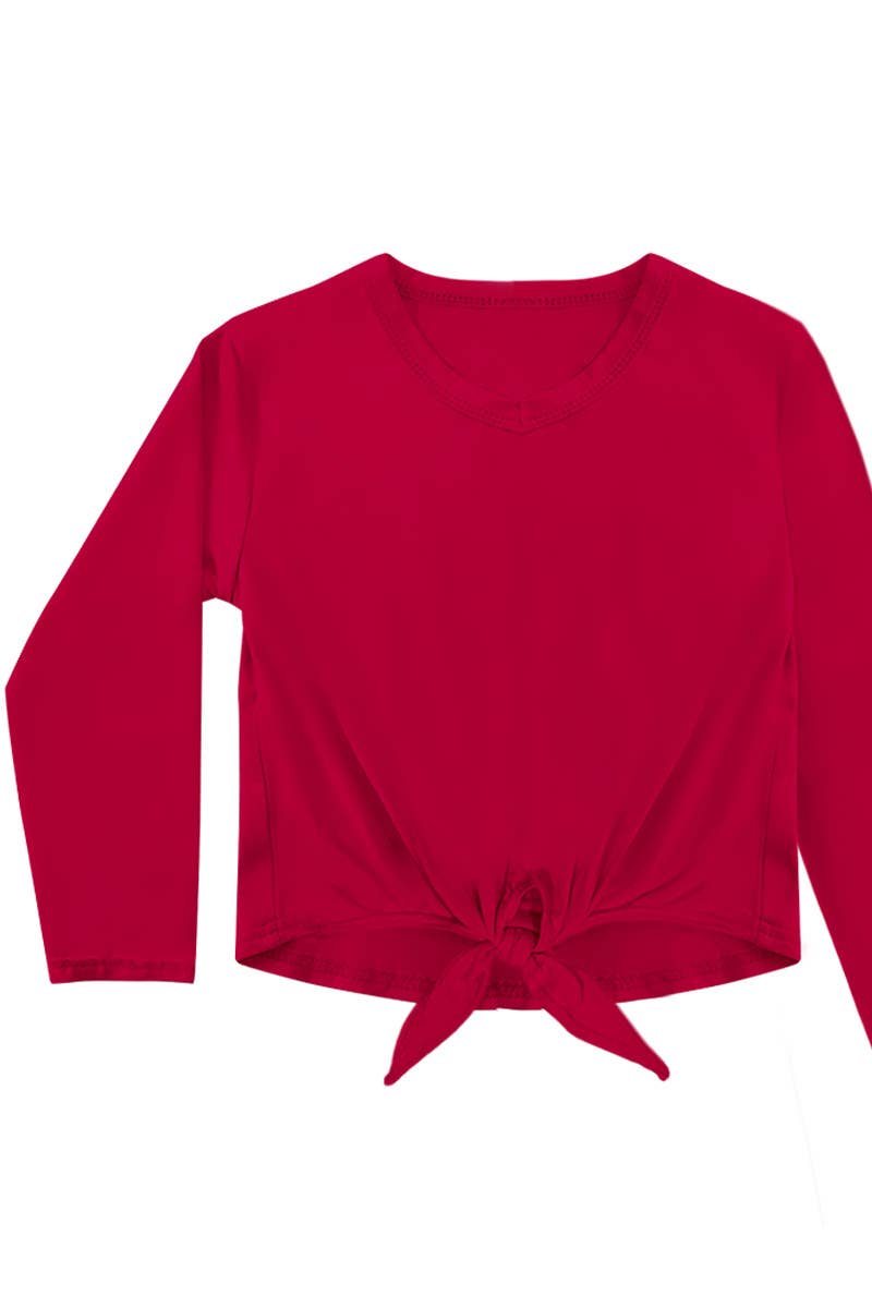 Girl's Long Sleeve Tee with Front Tie - GKT-19-1488B