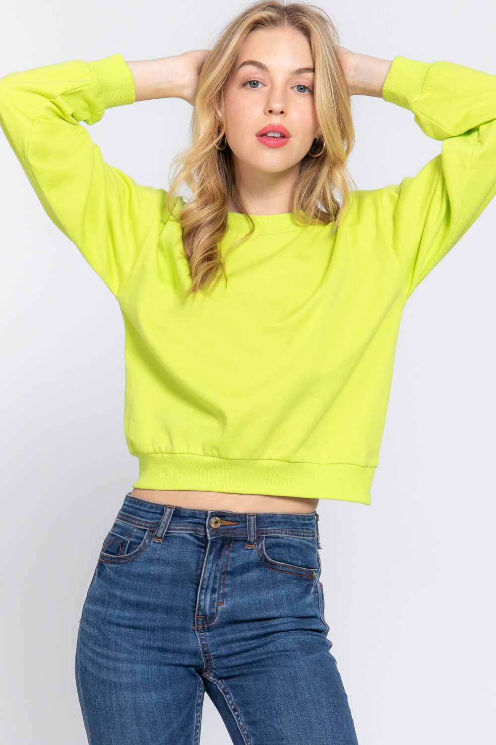 Active USA - Women's Long Sleeve Round Neck Crop SweatShirt - T13736