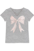 Girl's Graphic Tee with Bow Patch & Rhine - GKT-16810B-833