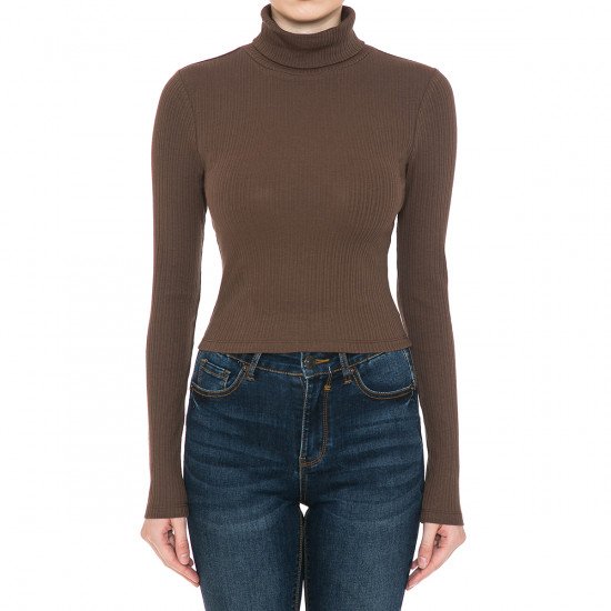Ambiance - Women's Ribbed Turtleneck LS Shirt - 73328