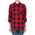 Ambiance - Women's High LS Plaid Shirt - 73232-1 Black/B.Red S