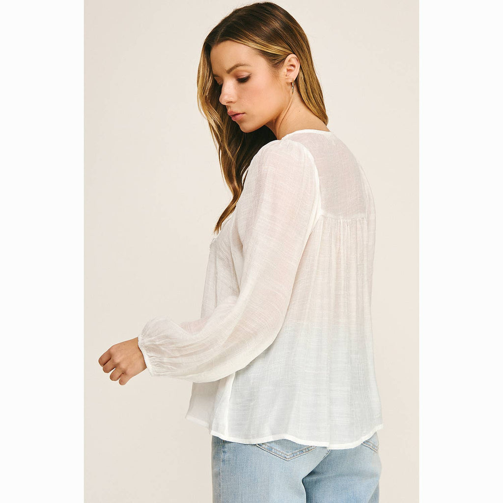 Colección Winslow - Blusa Bohemia Fluida con Escote en V y Encaje para Mujer - MA2202114S