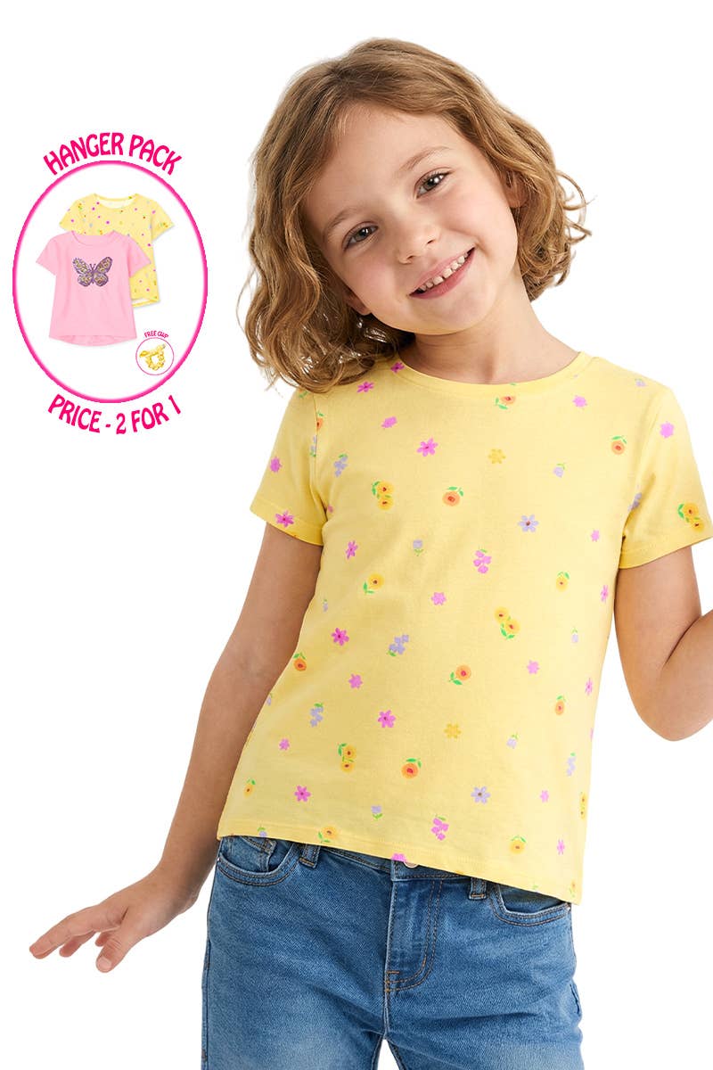 Girl's 2pc Pack Fashion Tees with Scrunchie - GKT-Y24-19004BB-02