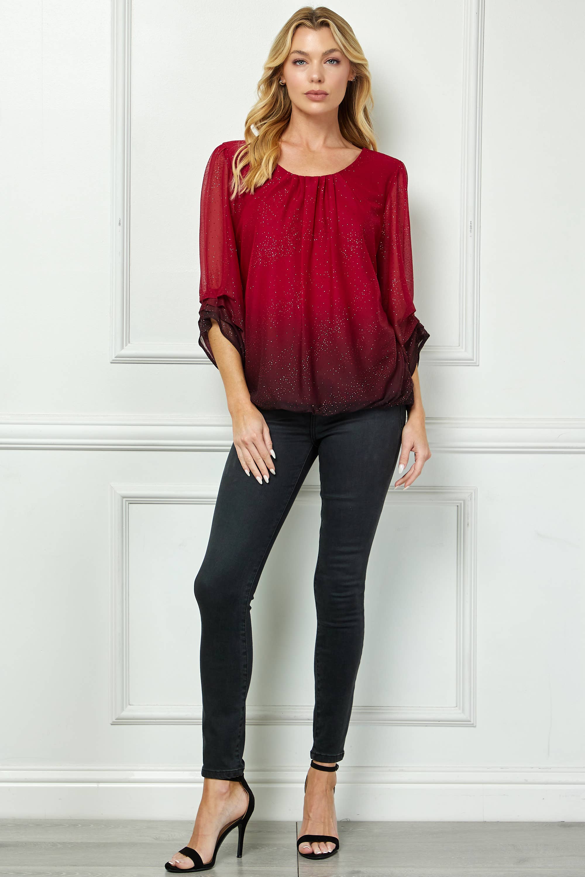 Winslow Collection - Women’s Radiance Ombre Sparkle Blouse - G51014S977