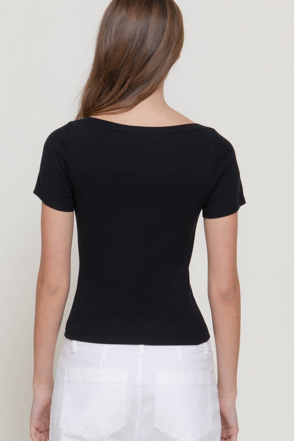 Active USA - Short Sleeve Boat Neck Graphic Print Knit Top - T15307