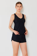 Women's Tankini two piece with back tie - Black - T7033