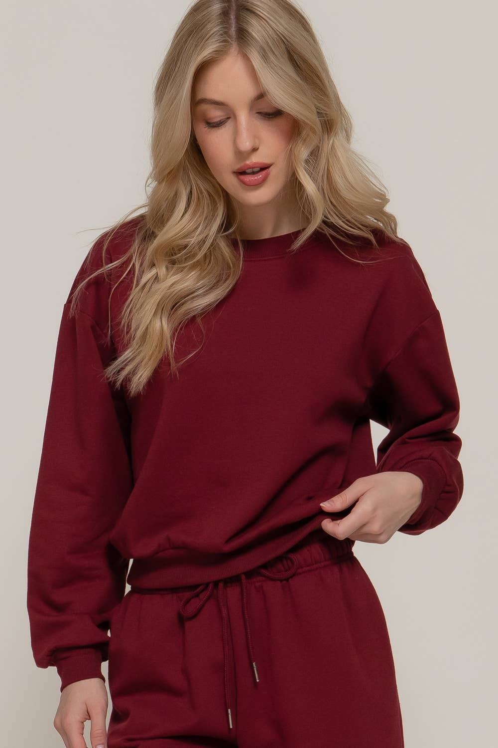 Active USA - Women's Long Sleeve Round Neck Crop SweatShirt - T13736