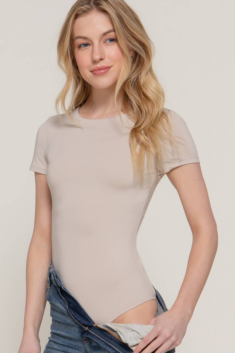 Active USA - Women's Short Sleeve Crew Neck ITY Bodysuit - P13920