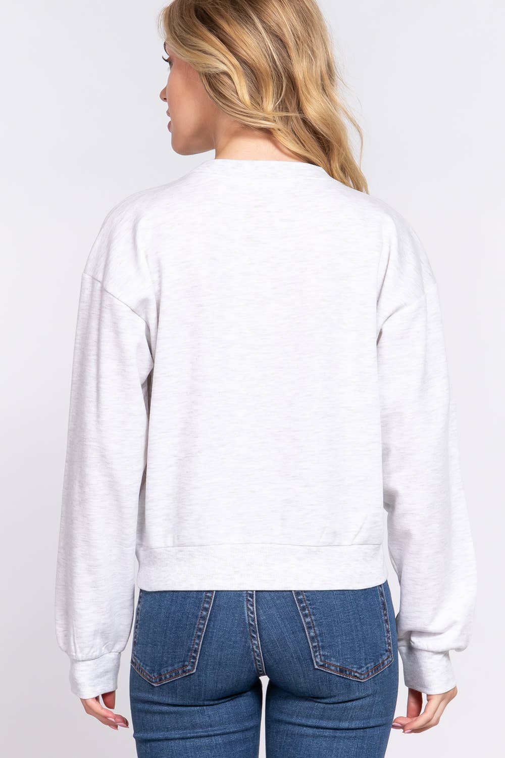 Active USA - Women's Long Sleeve Round Neck Crop SweatShirt - T13736